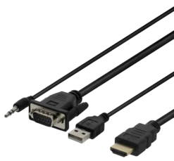 DELTACO VGA & Audio - HDMI cable, USB powered, 2m, sort DELTACO VGA &