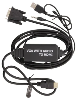 DELTACO VGA & Audio - HDMI cable, USB powered, 2m, sort DELTACO VGA &