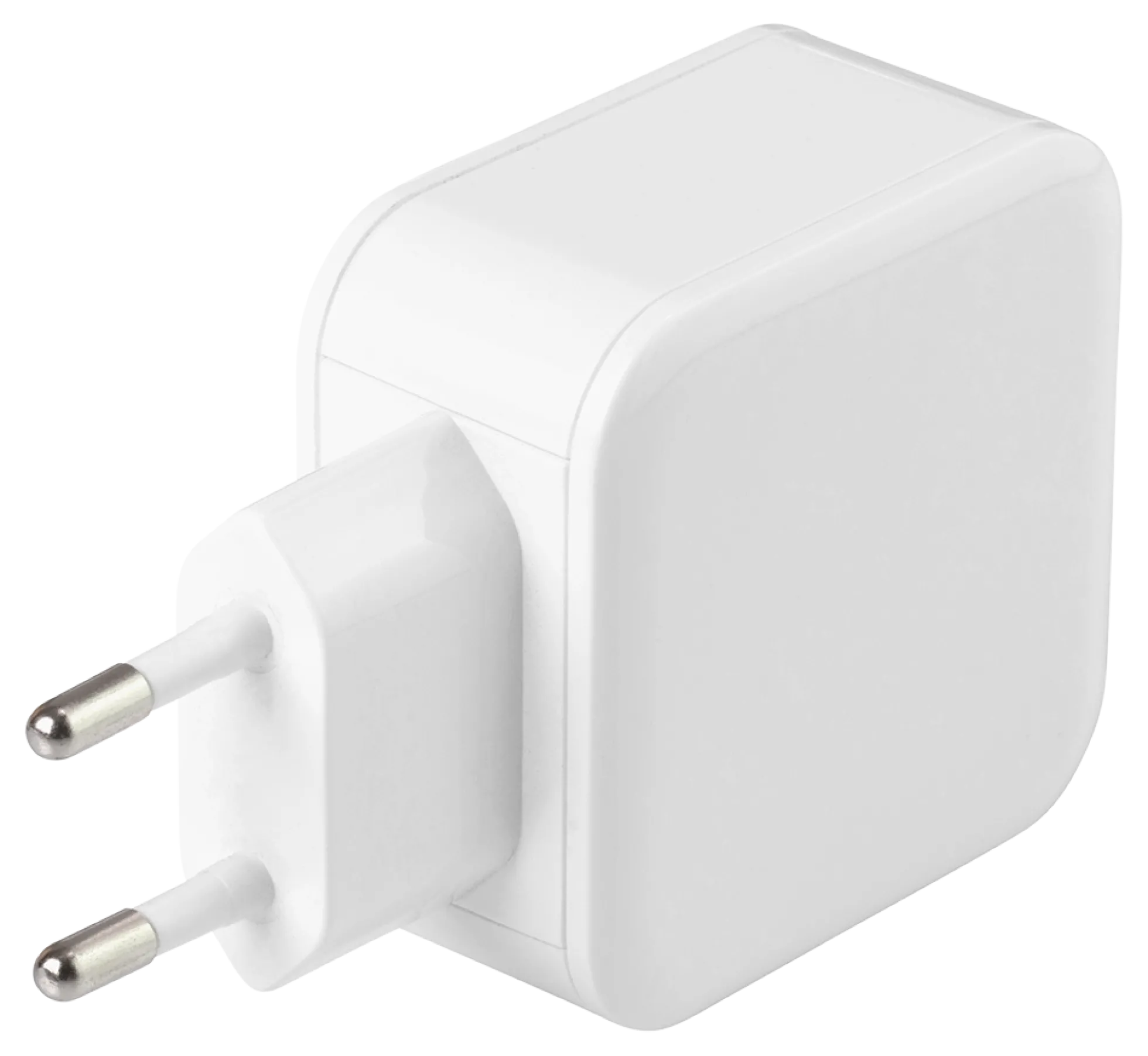DELTACO Vægoplader med dobbelt USB-A-porte, 4,8 A, 24 W, hvid