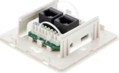 DELTACO Vægudtag udenpåliggende, UTP 2xRJ45, Cat6 hvid