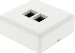 DELTACO Vægudtag udenpåliggende, UTP 2xRJ45, Cat6 hvid