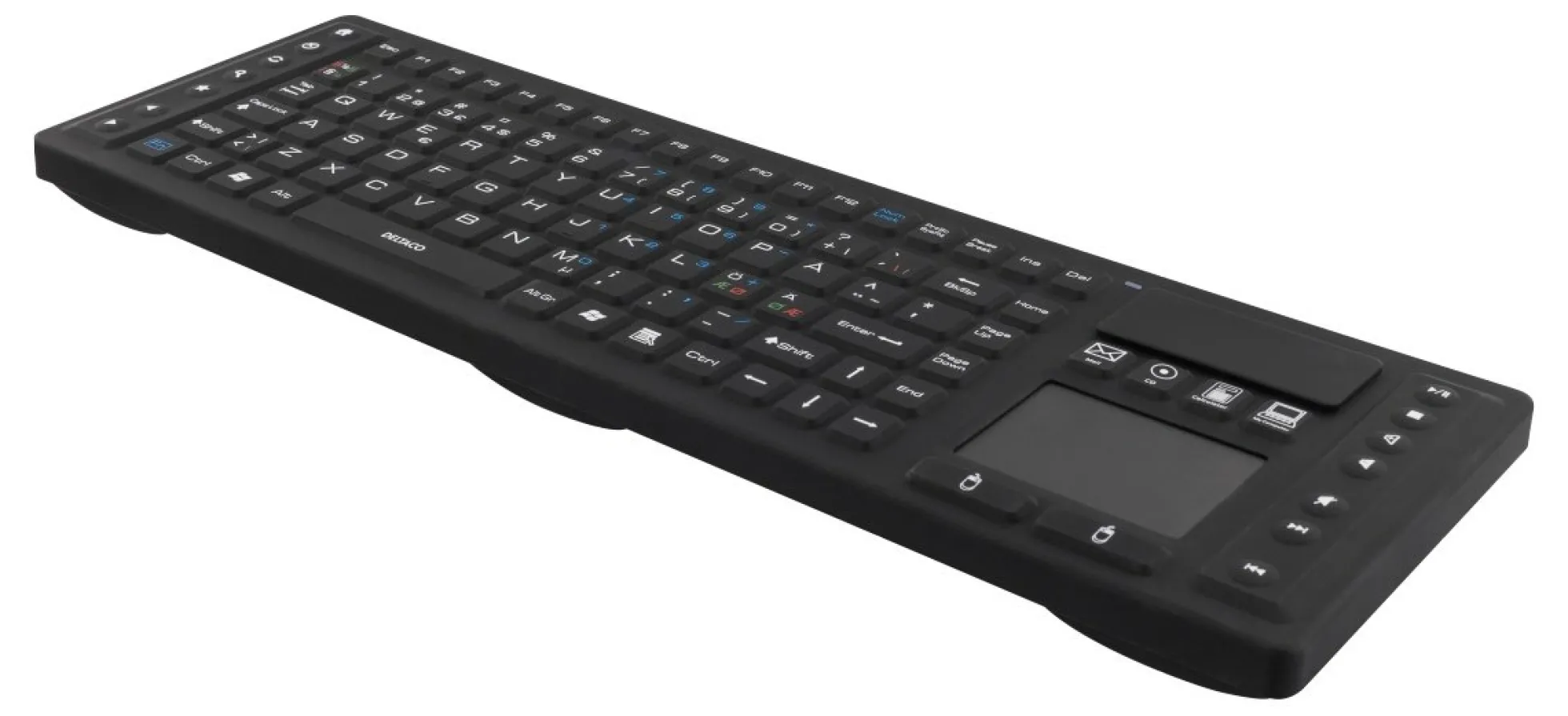 DELTACO Wireless Keyboard with touchpad, silicone, IP65, 2,4 GHz, sort
