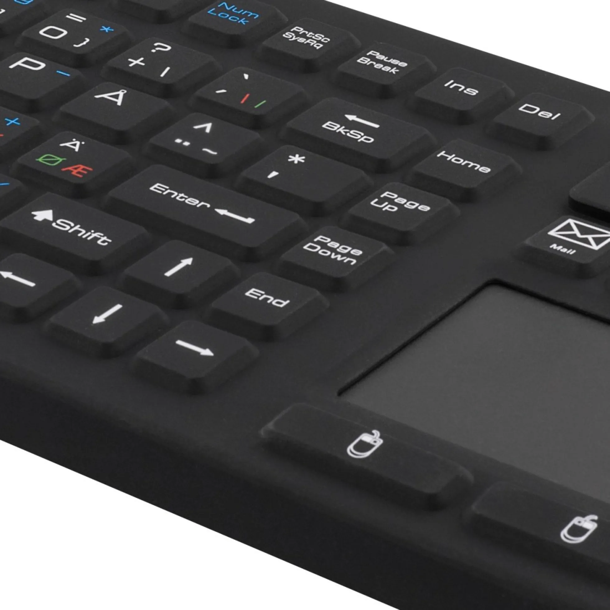 DELTACO Wireless Keyboard with touchpad, silicone, IP65, 2,4 GHz, sort