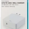 DELTACO 87W USB-C Power supply, Fast charging, USB-C PD, hvid (udgået)