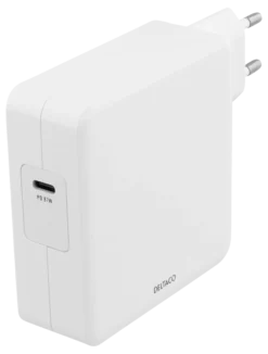 DELTACO 87W USB-C Power supply, Fast charging, USB-C PD, hvid (udgået)