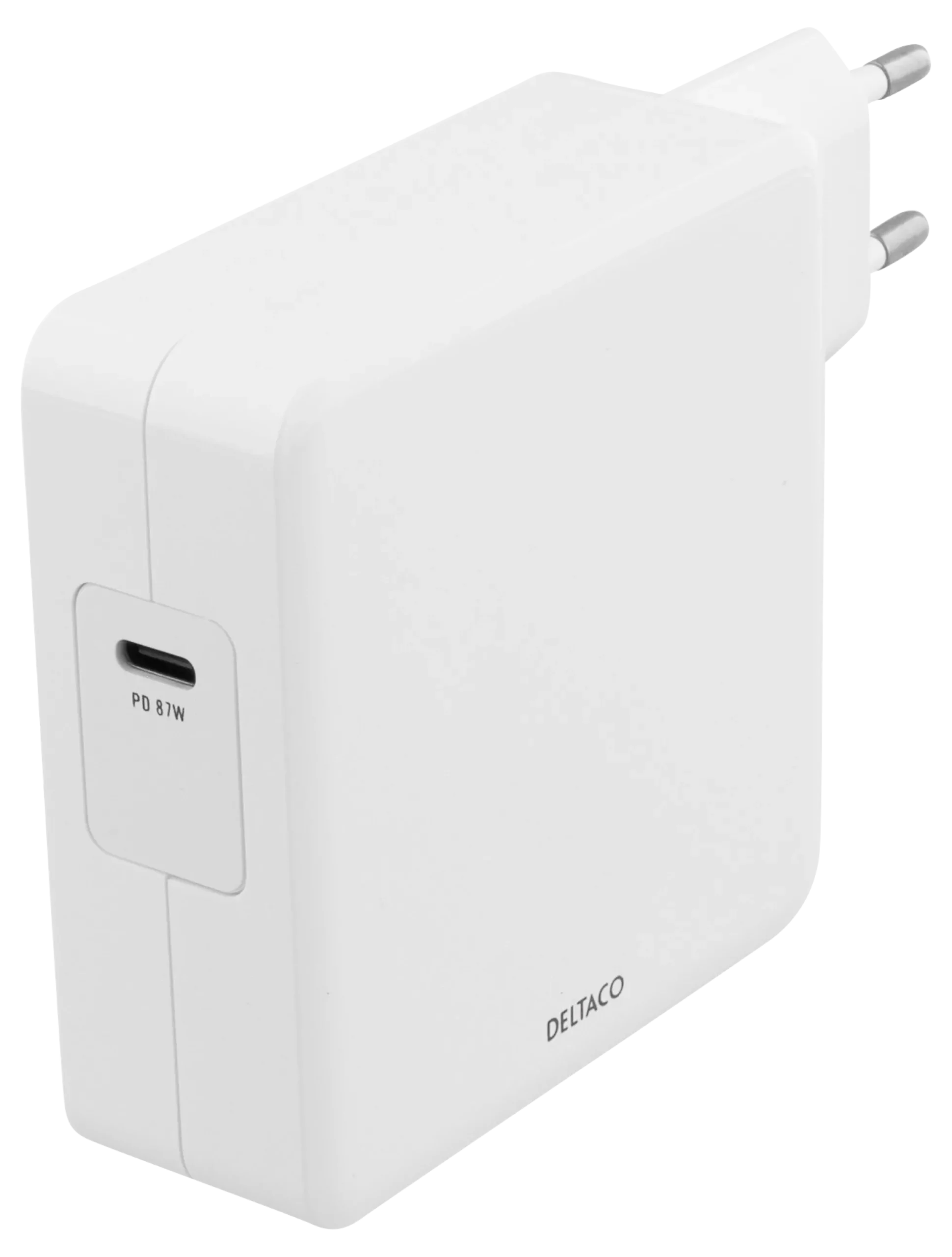 DELTACO 87W USB-C Power supply, Fast charging, USB-C PD, hvid (udgået)