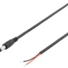 DELTACO 5.5x2.1mm DC to open ended wire, 2m, 20AWG, sort