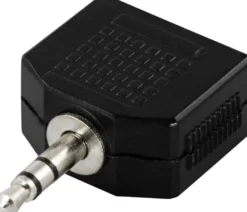 DELTACO Y-adapter til lyd, 1x3,5mm han til 2x3,5mm hun