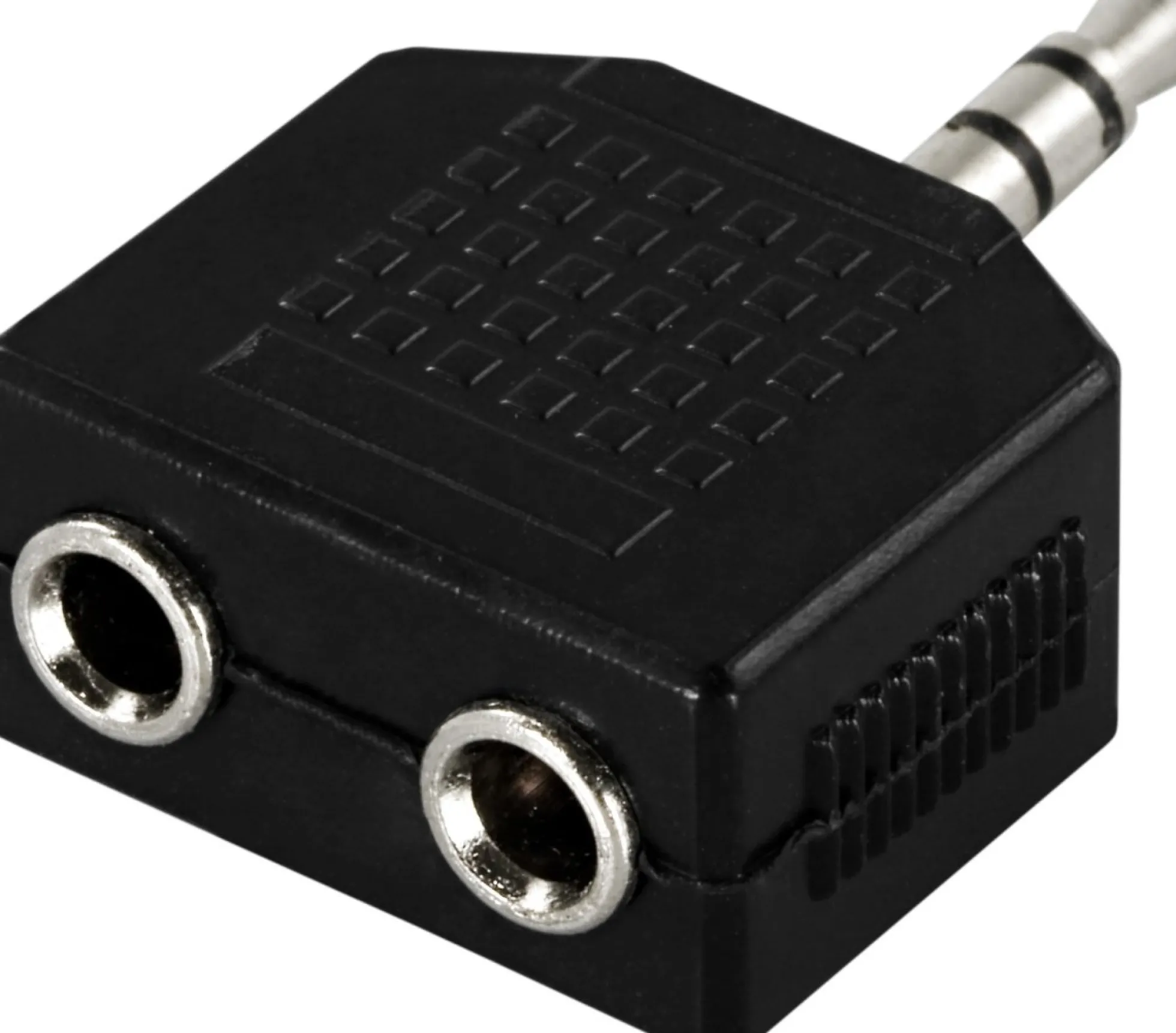 DELTACO Y-adapter til lyd, 1x3,5mm han til 2x3,5mm hun