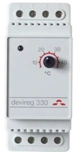 DEVIreg™ 330 – DIN-skinne termostat med ledningsføler (5 til 45° C)