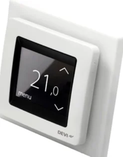 DEVIreg™ Touch – Digital rum- og gulvvarmetermostat med ledningsføler, rumføler og ramme (5 til 35° C),