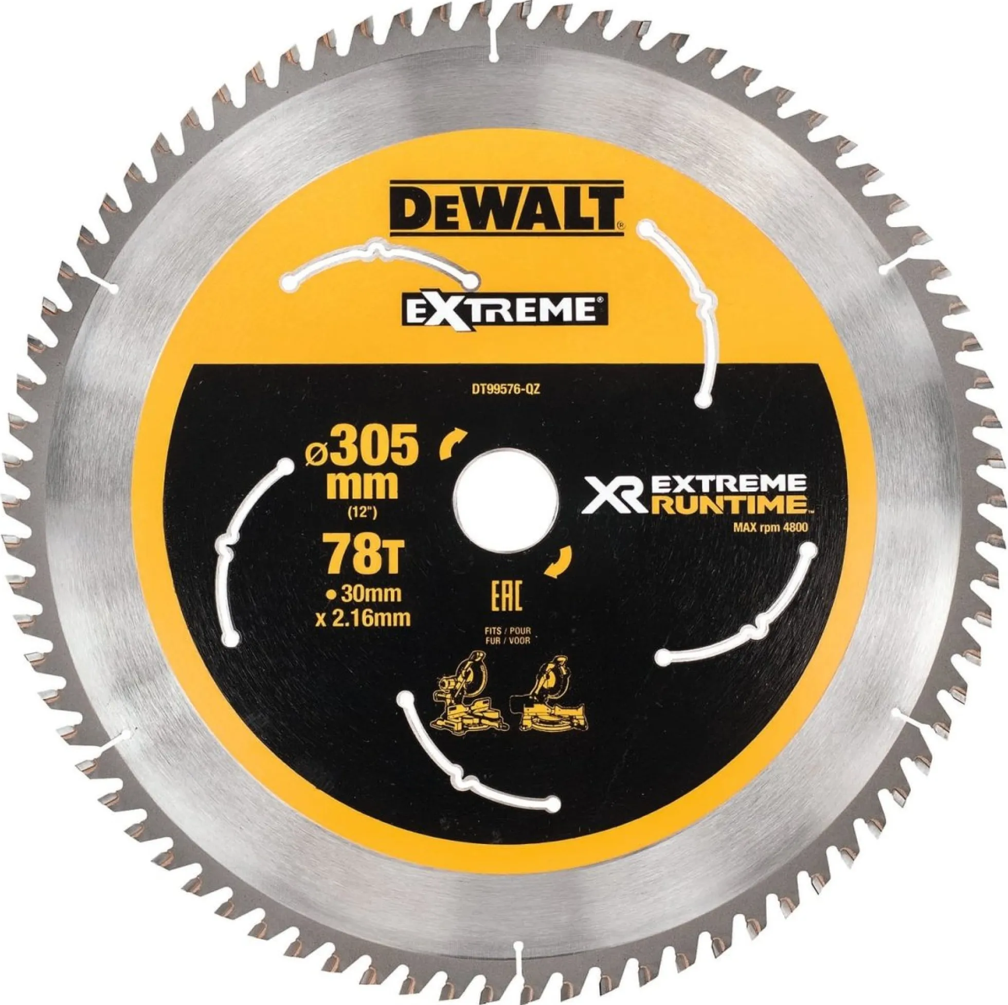 DeWalt Extreme Runtime XR rundsavklinge, 305 mm, 30 mm centerhul, 78 tænder