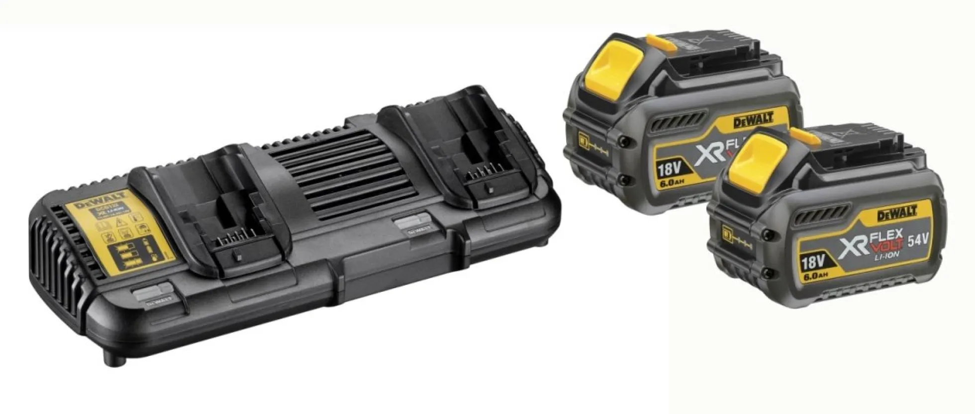 DeWalt Flexvolt DCB132T2 batterisæt med lader, 2 x 54 V/2,0 Ah batterier