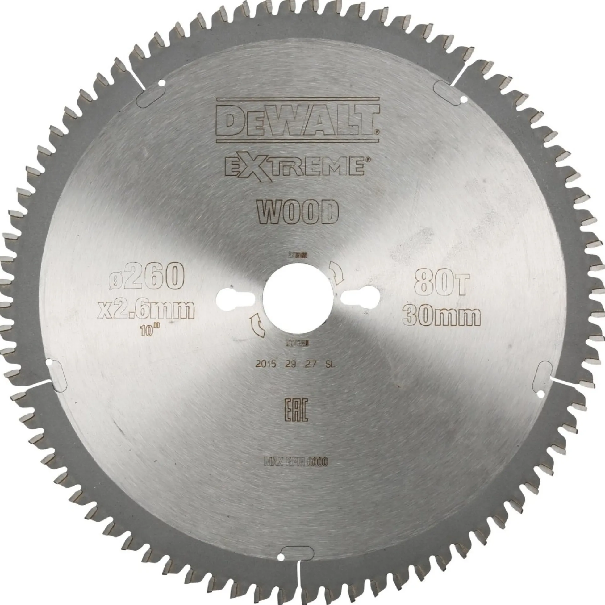 Dewalt rundsavklinge, Ø260/30 mm, 80 td.