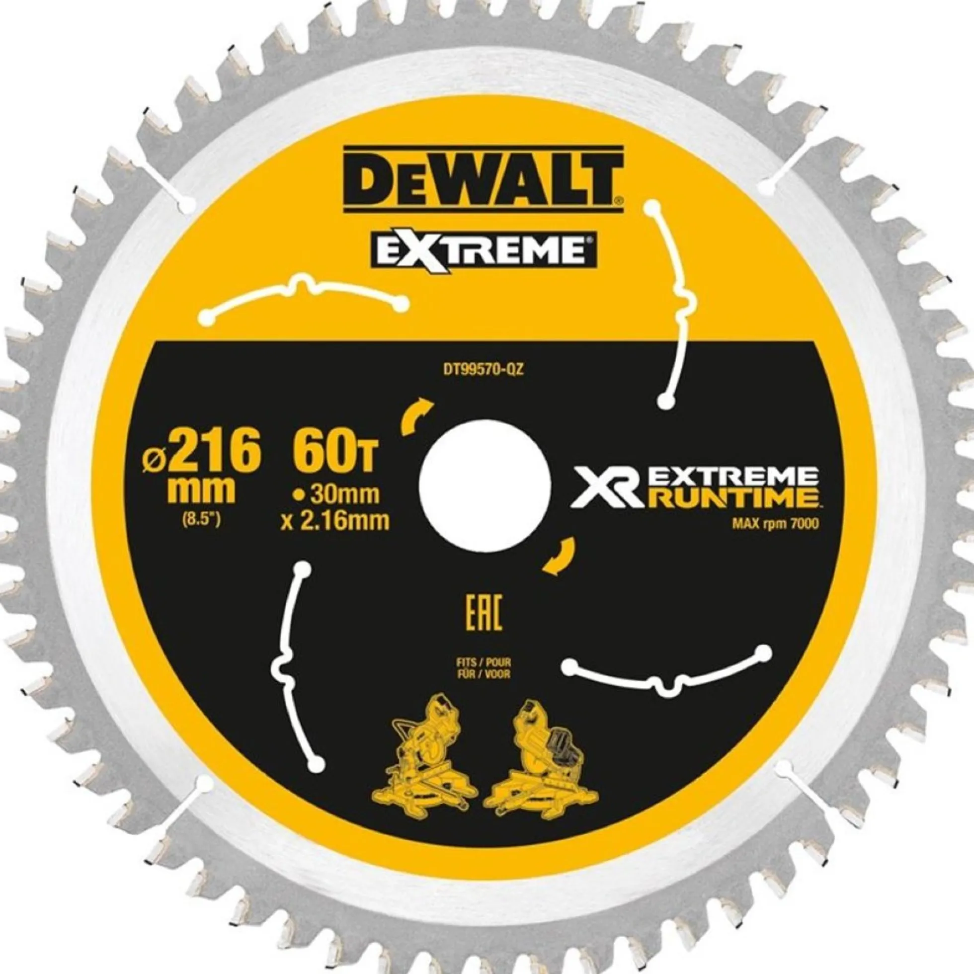 DEWALT rundsavsklinge til akkusave, Ø216/30 mm, 60 tænder