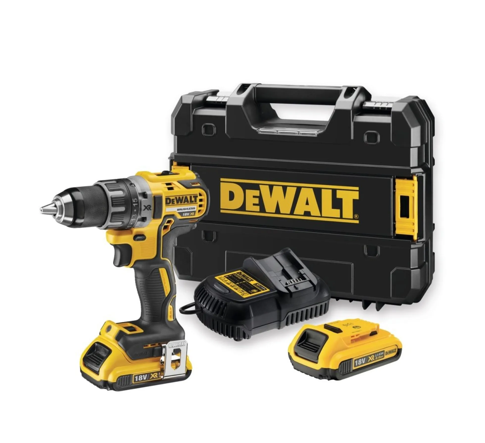 DEWALT 18 V XR bore-/skruemaskine DCD791D2-QW, 2 x 18 V/2,0 Ah