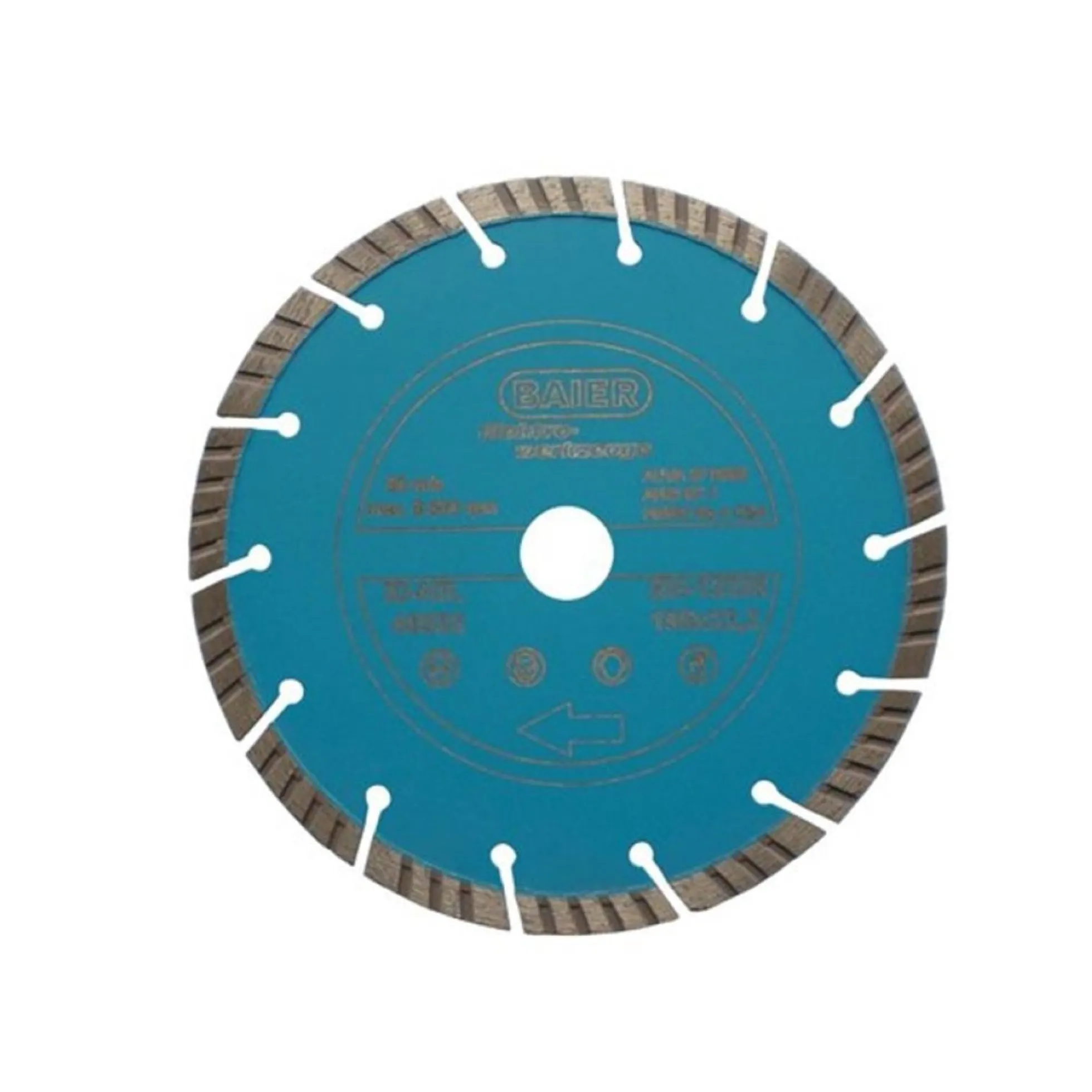 Diamantskive blå, Ø185 mm, 22,2 mm huldiameter, beton - BAIER