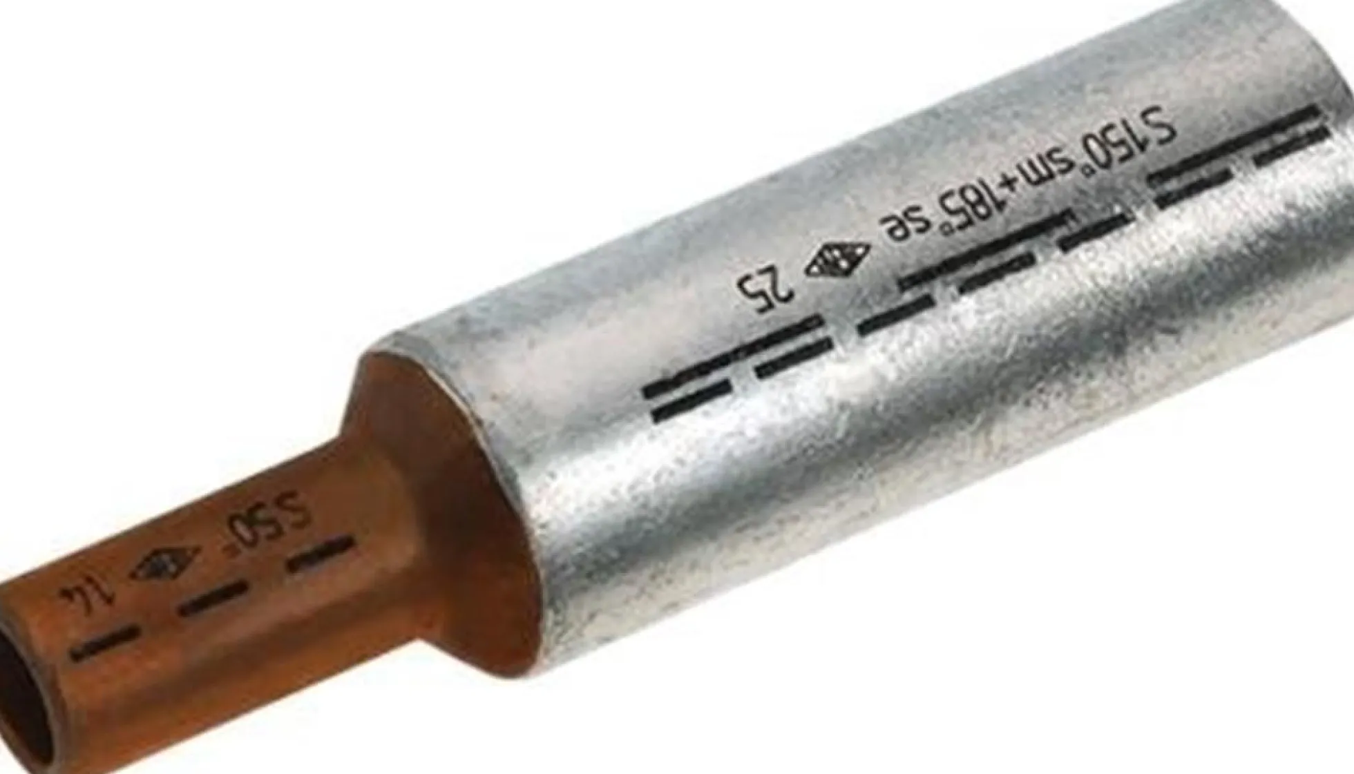 DIN 46235 Al/Cu-pressemuffe AKS16-10DIN, 16/25mm2 RM/RE + 10mm2