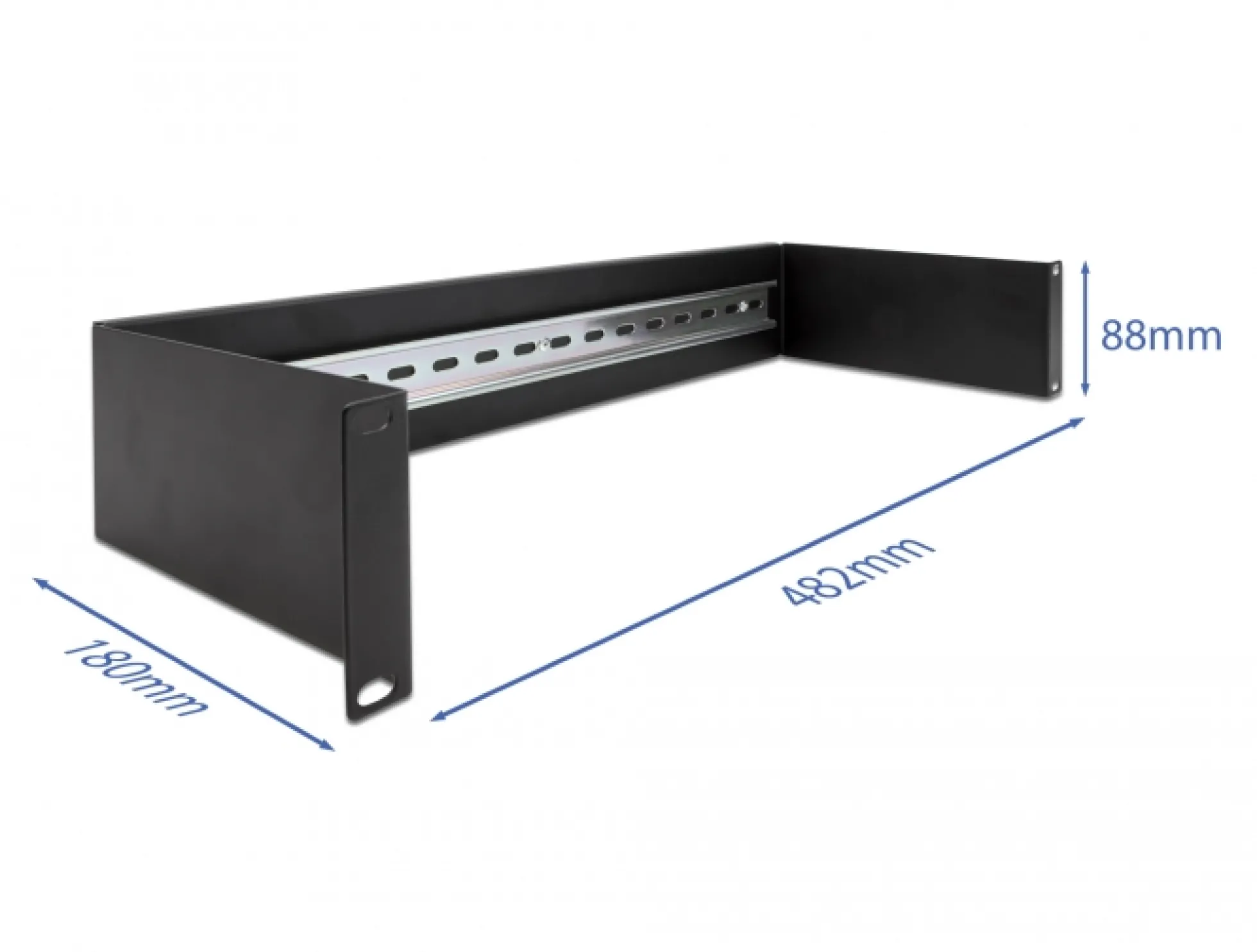 19″ DIN rail Panel 2U black