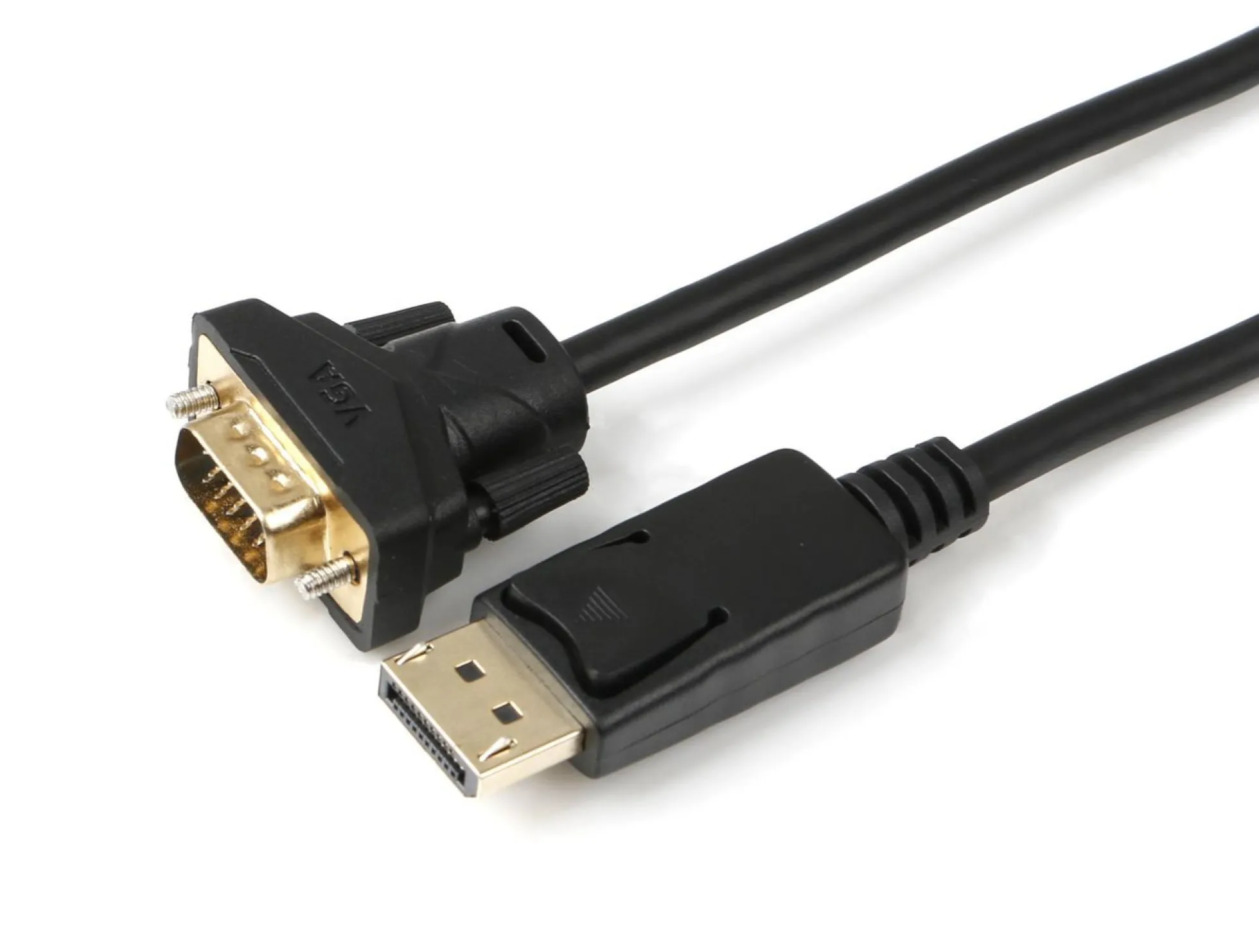 Displayport til VGA-kabel, Displayport version 1.2, sort, understøtter 1920 x 1080P, forgyldte stik