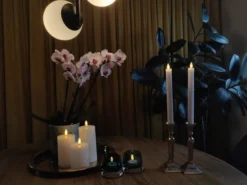 3D kronelys, 2 stk på 25 cm, hvid, bevægelig flamme, timerfunktion - 3D Lys