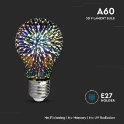 3D LED pære, 3W, E27, 3000K, RA80