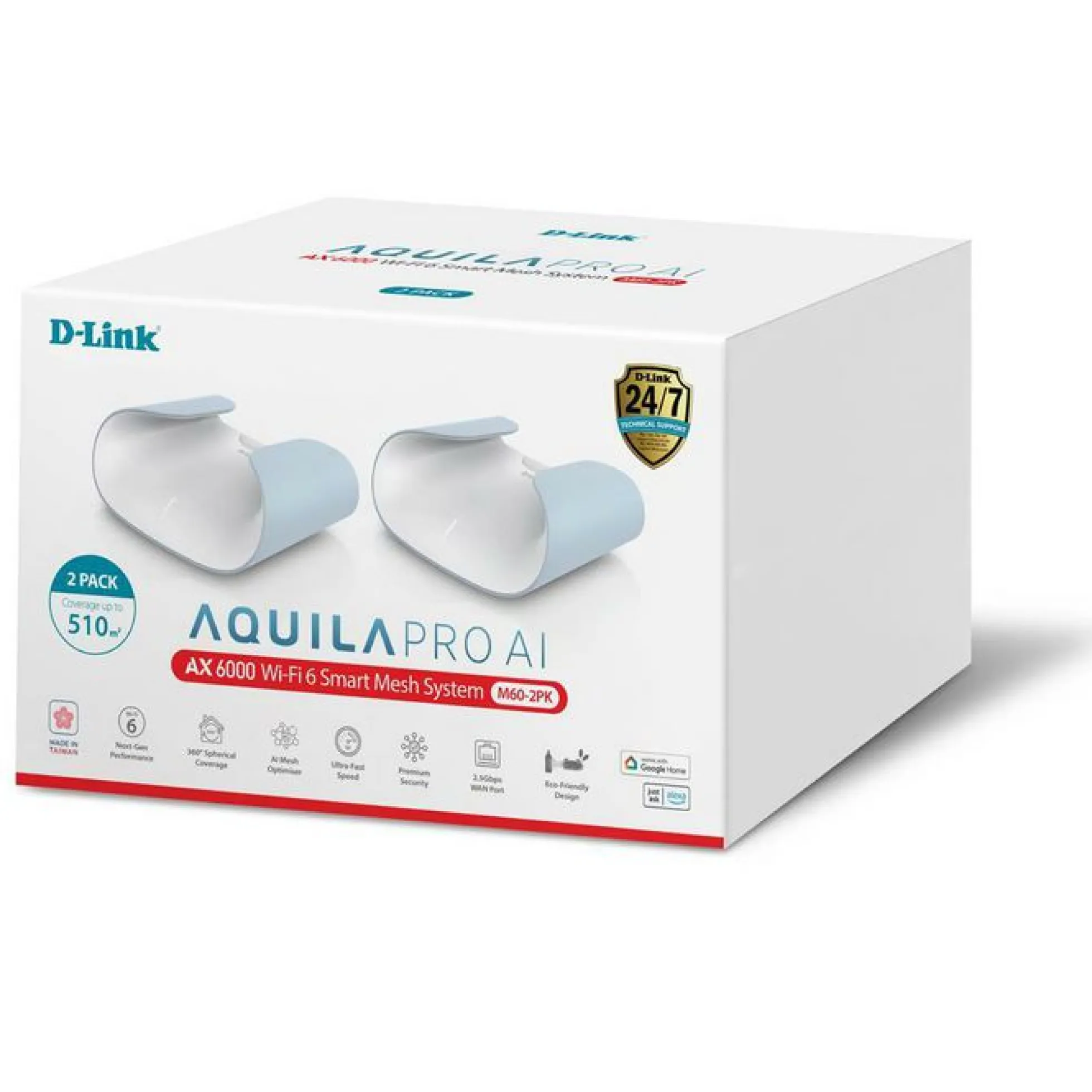 D-Link Aquila Pro AI M60 Mesh System, AX6000 Wi-Fi 6, 2-pak