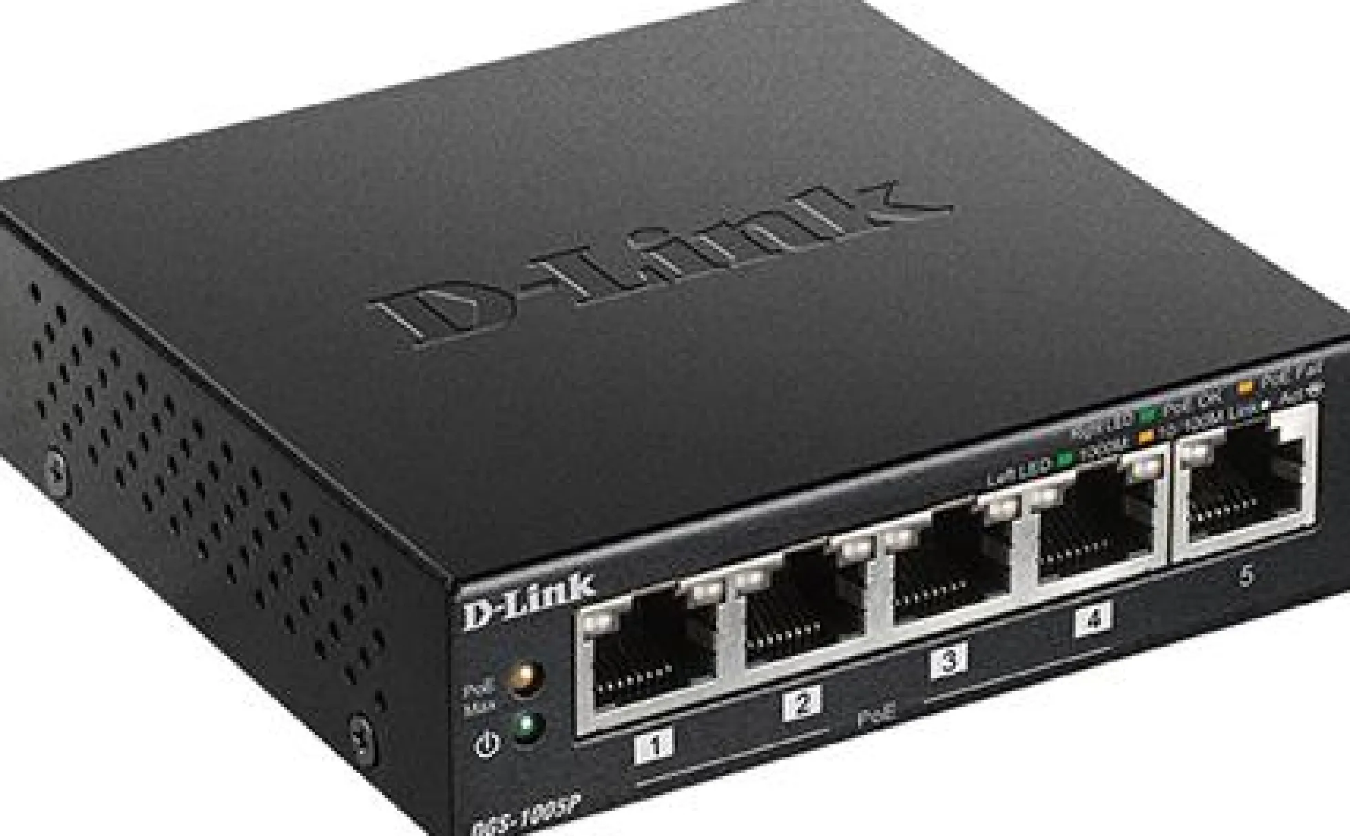 D-Link DGS-1005P 5-ports Gigabit Desktop Switch med 4x PoE+ (60W)