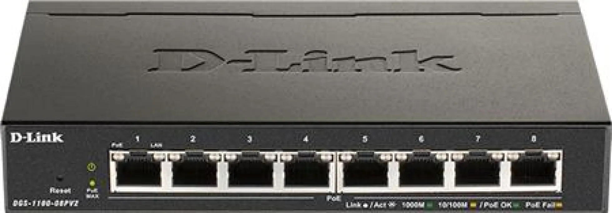 D-Link DGS-1100-08PV2 8-ports Gigabit Smart Managed Switch med PoE+ (64W)