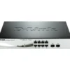 D-Link netværksswitch, Layer 2, 10/100/1000BASE-TX, 8xRJ45, 2xSFP, Po