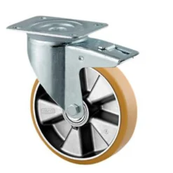Drejeligt hjul m/ bremse polyuretan Ø160 mm 800 kg DIN-kugleleje med plade Byggehøjde: 200 mm. Drift