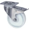 Drejeligt hjul med bremse, polyamid, Ø125 mm, 250 kg, glideleje, med plade, rustfri, byggehøjde: 160 mm