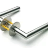 Dørgreb G-form, med roset, 40-65 mm, Ø18, monteret massiv roset Ø50x2mm
