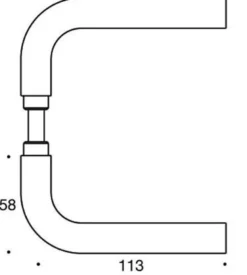 Dørgreb L-form, Ø18 mm, 40-65 mm, med roset, massiv roset Ø50x2mm