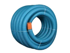 drænrør, 50 mm, 2,5 x 5 mm, 250 meter, spe slids, blå - 250 meter