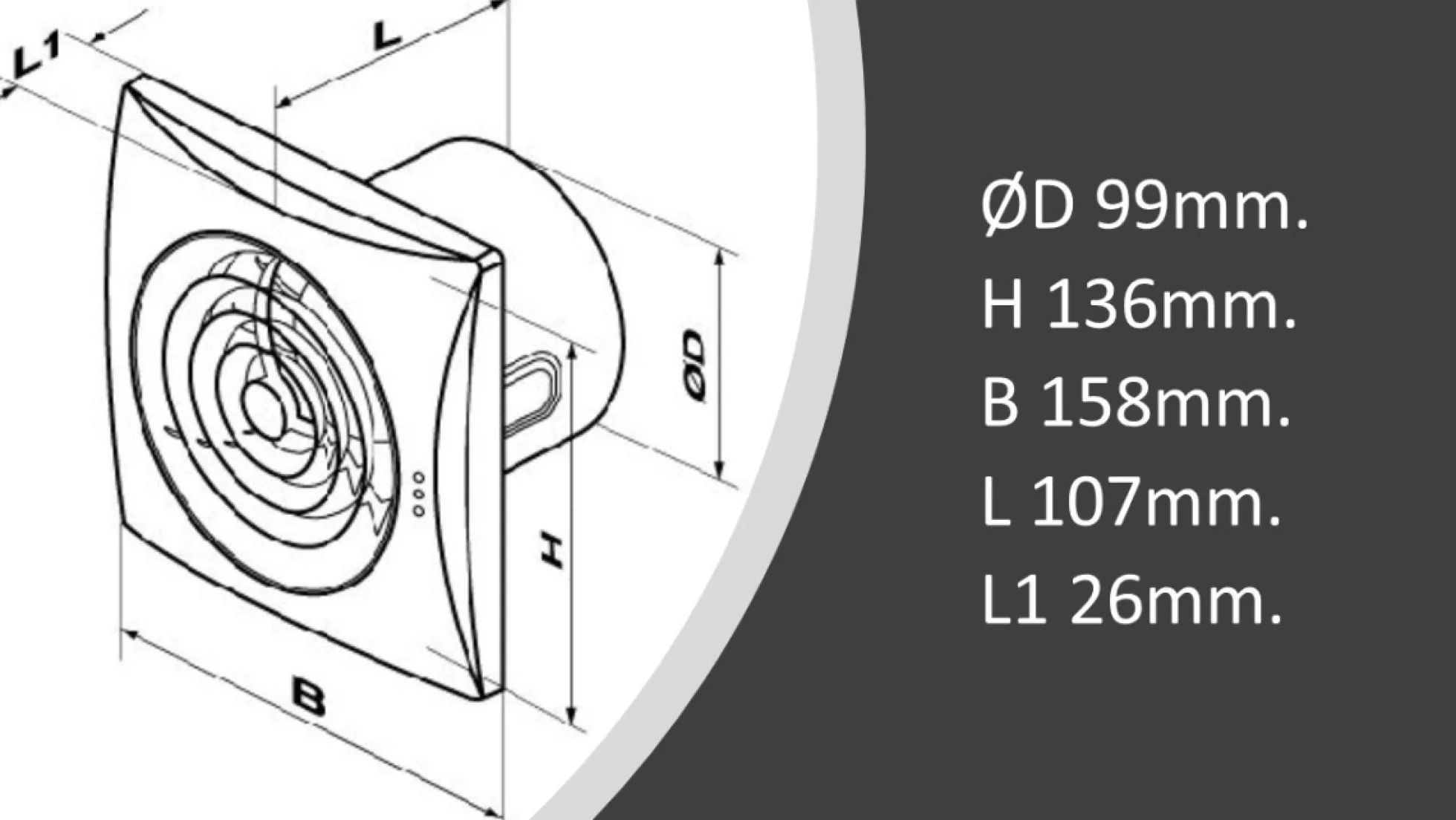 Duka badventilator PRO 30, Ø100 mm, hvid