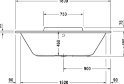 Durastyle badekar 180 x 80 cm indbygning med 2 ryglæn – Duravit