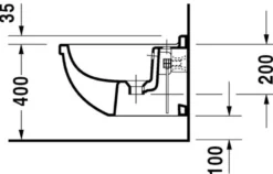 Duravit Starck 3 vægbidet, skjult montering, wondergliss