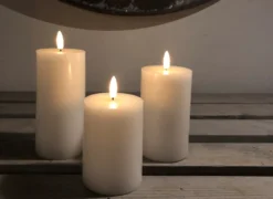 3D vokslys, Ø7,5 x 10+12,5+15 cm, hvid, sæt med 3 stk