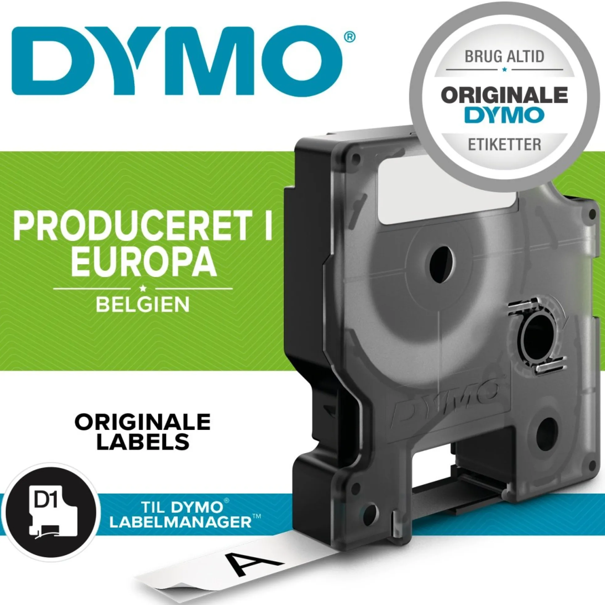 DYMO D1 Durable tape 12 mm x 3 m, hvid/sort