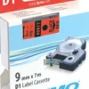 DYMO D1, markeringstape, 9mm, sort tekst på rød tape, 7m - 40917