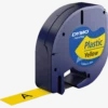DYMO LetraTAG plasttejp, gul, 12mm, 4m (91222)