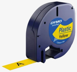 DYMO LetraTAG plasttejp, gul, 12mm, 4m (91222)