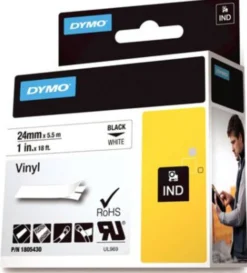DYMO Rhino Professional, mærkbar permanent vinyltape, 24mm, sort teks
