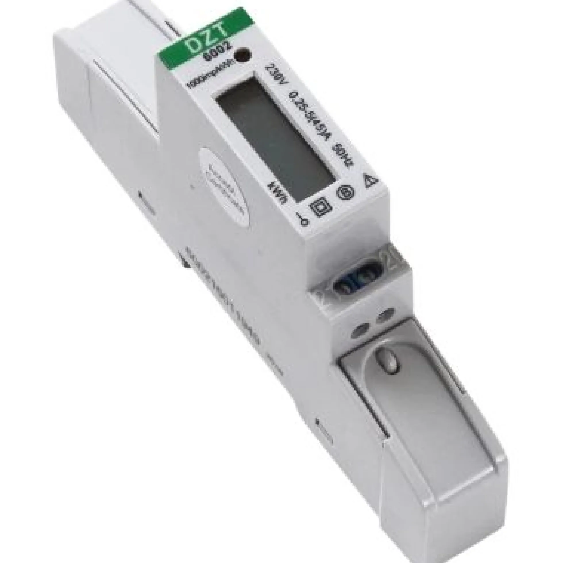 DZT kWh bimåler, 1F, 45A, LCD, for DIN-skinne, MID pulsudgang - Elteco