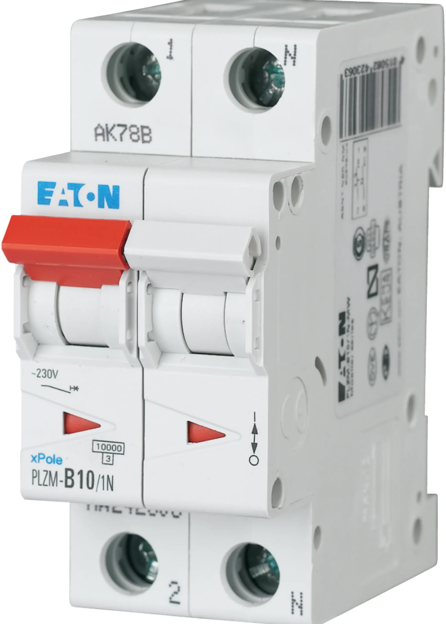 Eaton Automatsikring, MCB, 1P+N, 10A, C-karakteristik, 6kA, , 2 modul