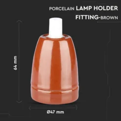 E27 fatning i porcelæn, brun, max 60W, Ø4,7 x 6,4 cm, IP20