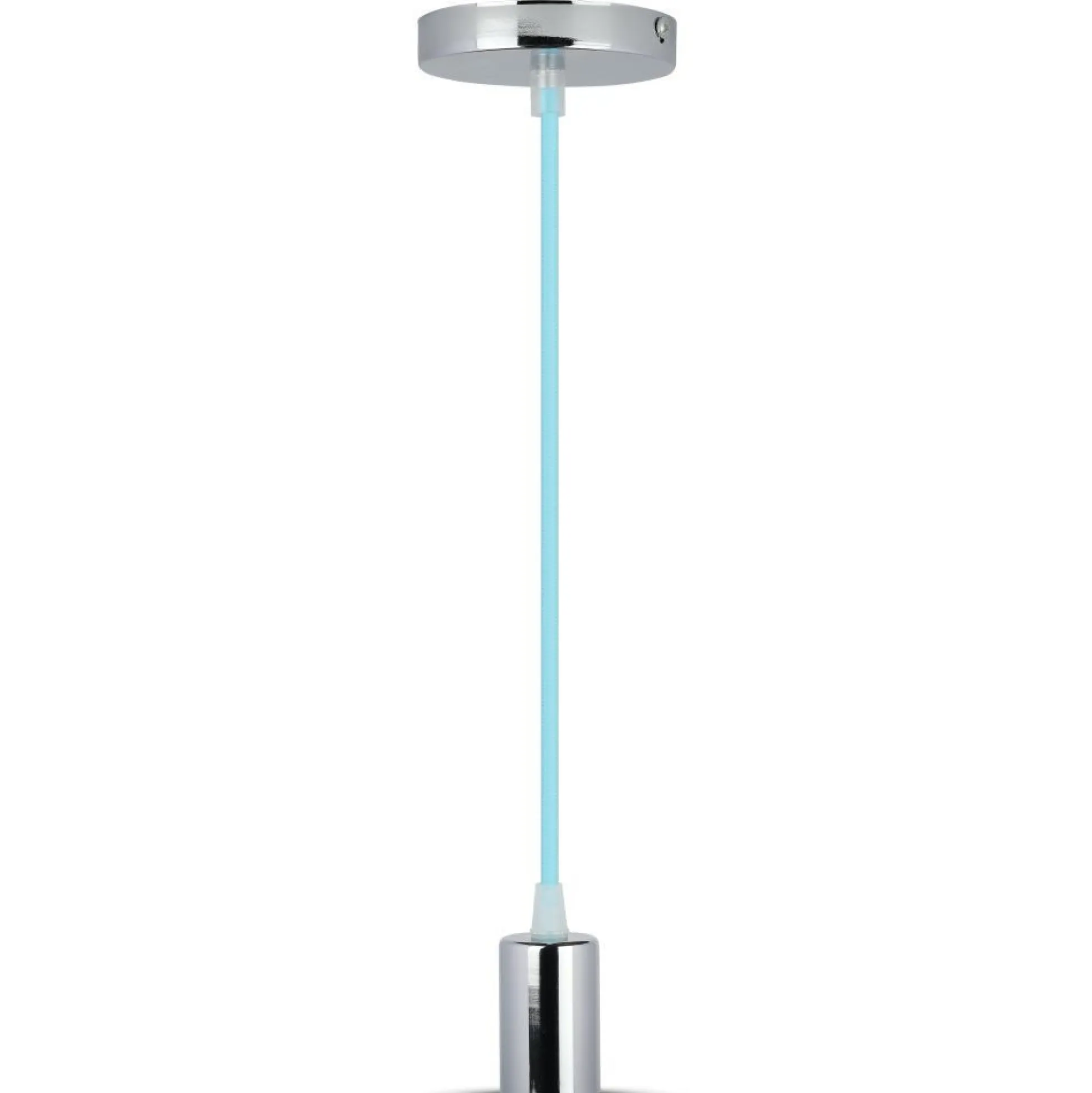 E27 krom metal kop-pendel lampe, lysblå