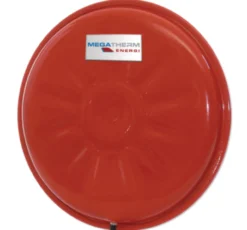 Ekspansionsbeholder, flad rund med membran, 11 l, 3 bar, 389 mm, rød