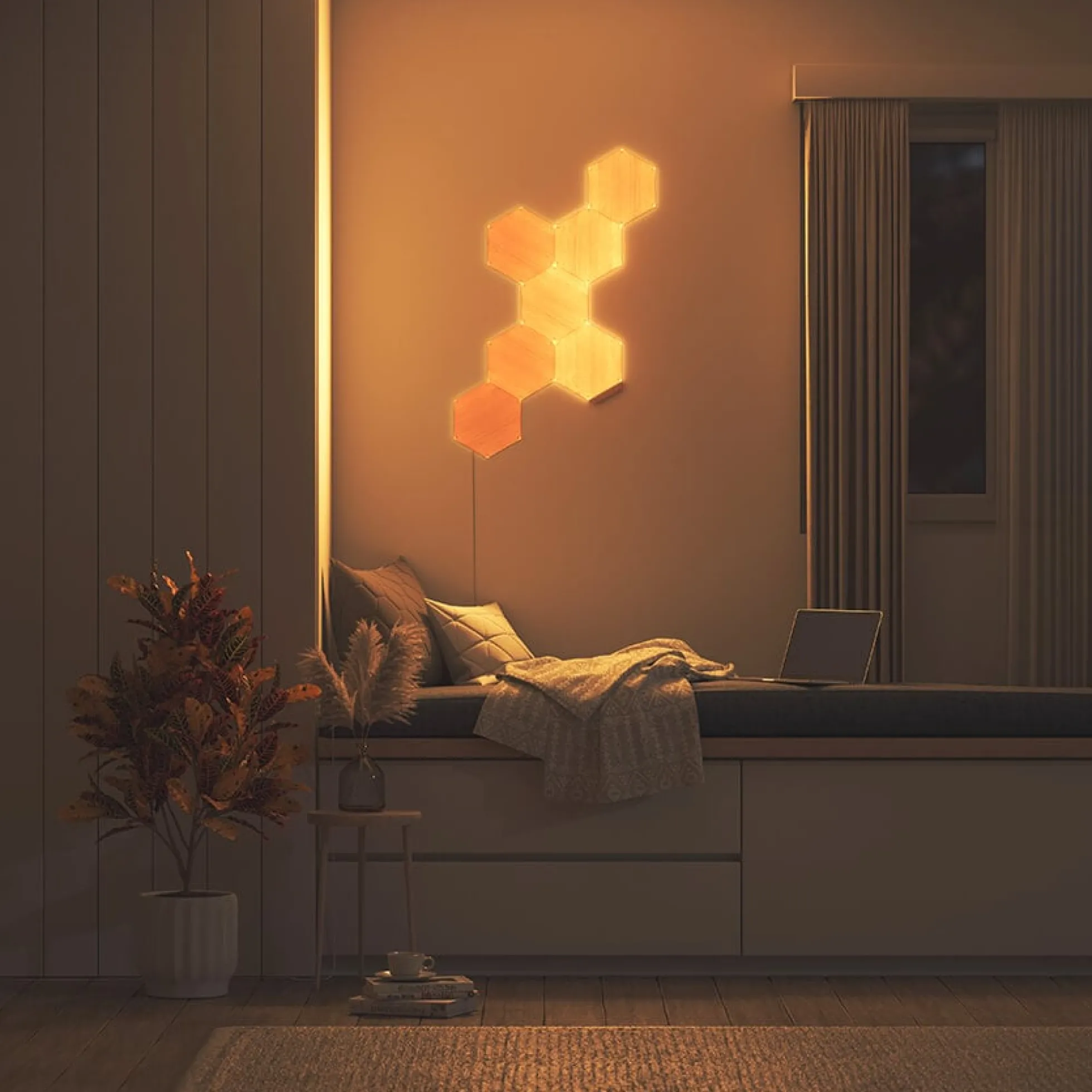 Element Wood look Hexagon udvidelsespakke med 3 paneler - Nanoleaf
